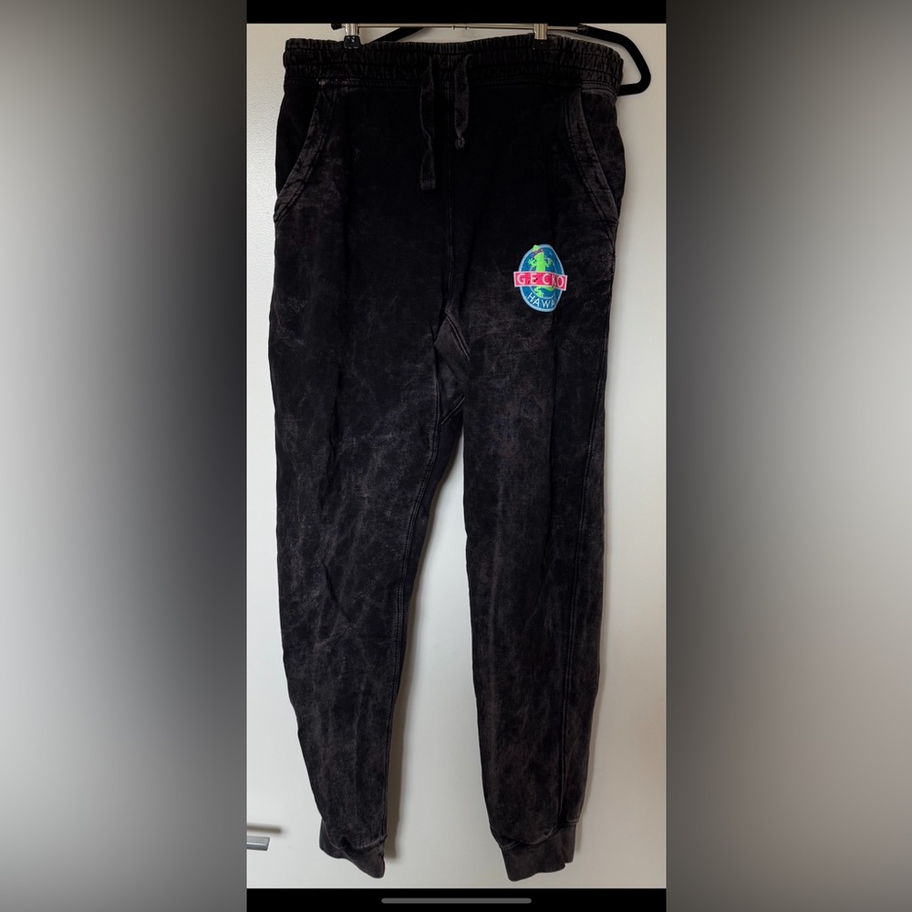 Gecko Hawaii Black Acid Wash Joggers XXL